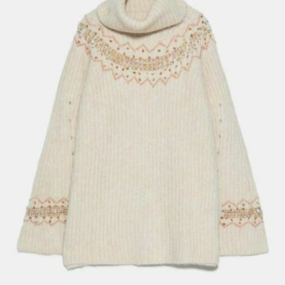 ZARA Wool Mohair Oversized Turtleneck Sweater - Picture 3 of 16